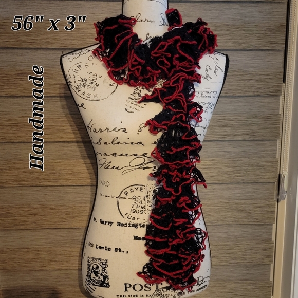 Hand Crafted Accessories - Handmade Knit black,red and white